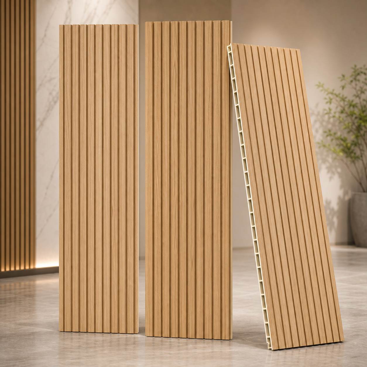 Natural Oak Fluted PVC Wall Panel