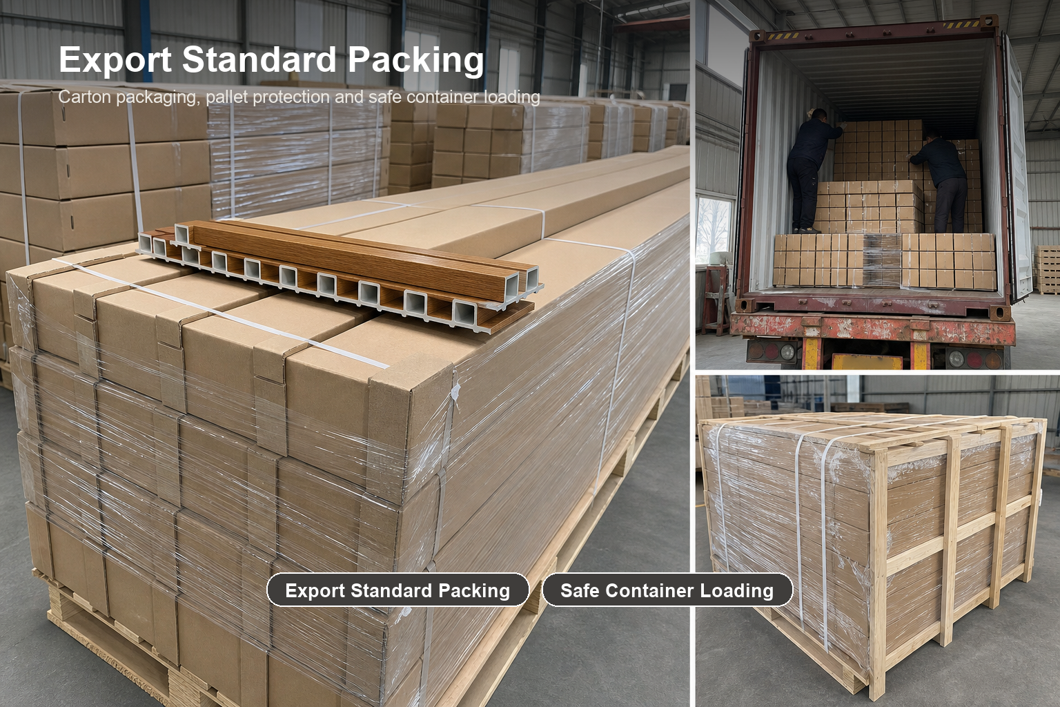Export standard packing and container loading for PVC wall panels